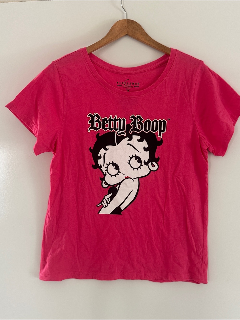 Betty Boop Graphic Tee Womens 1X Hot Pink Short Sleeve Cotton